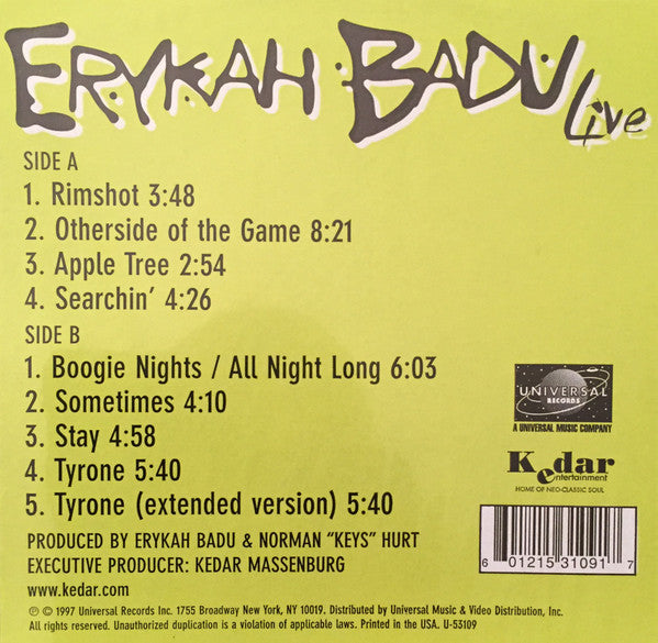 Erykah Badu - Live (LP) [US] 1st (Near Mint (NM or M-))