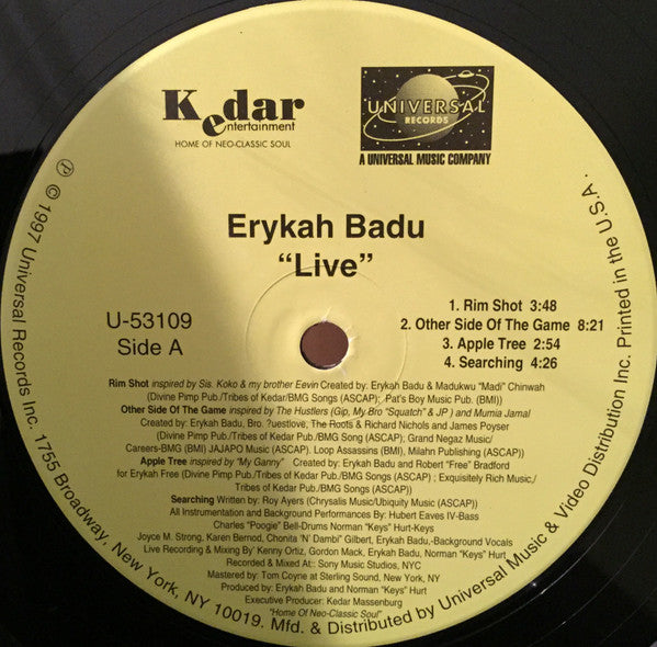 Erykah Badu - Live (LP) [US] 1st (Near Mint (NM or M-))