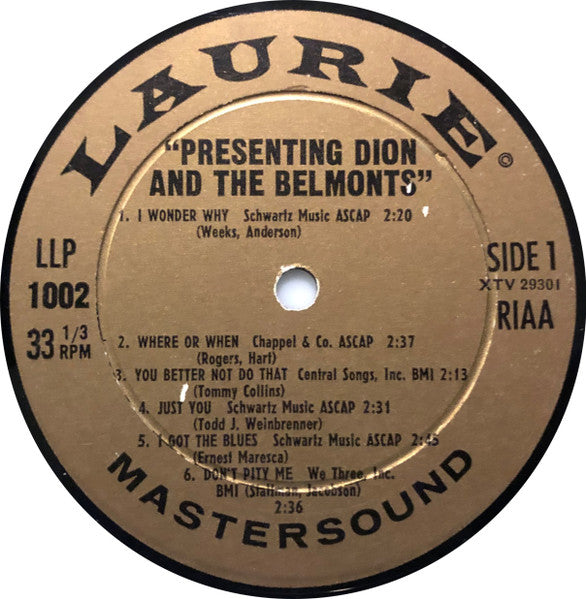 Dion & The Belmonts - Presenting Dion And The Belmonts (LP) [US] 1st
