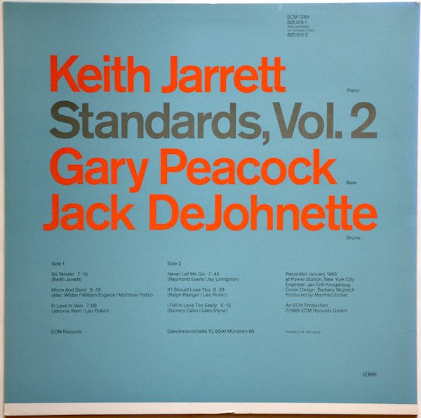 Keith Jarrett - Standards, Vol. 2 (LP) [Germany] 1st (Near Mint (NM or M-))