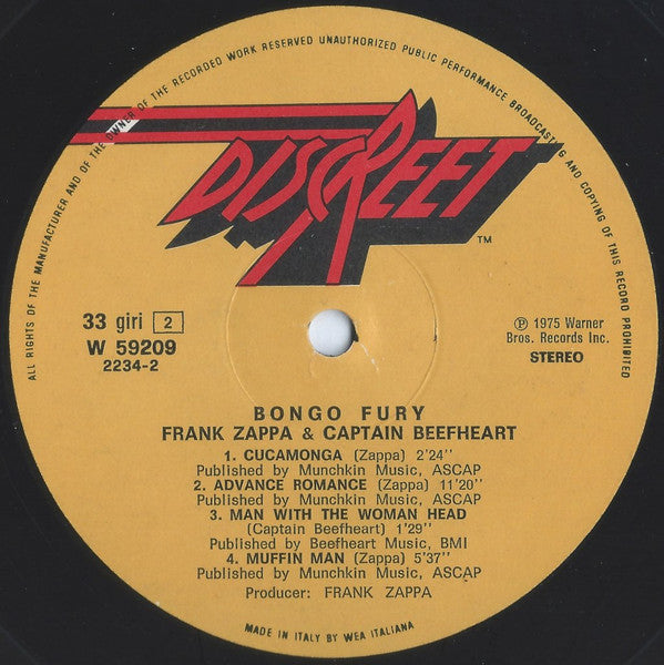 Frank Zappa - Bongo Fury (1975 US Press)