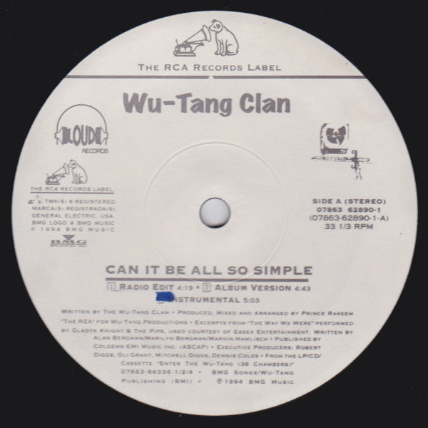 Wu-Tang Clan - Can It Be All So Simple / Wu-Tang Clan Ain't Nuthing Ta F' Wit (12") [US] 1st (Very Good Plus (VG+))