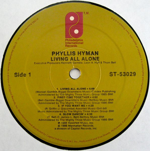 Phyllis Hyman - Living All Alone (LP) [US] 1st (Near Mint (NM or M-))