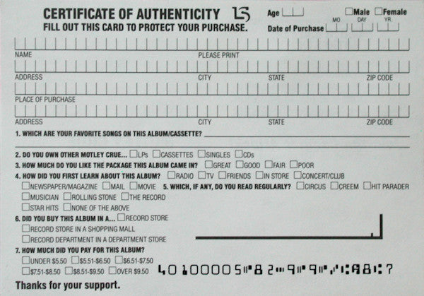 Mötley Crüe - Theatre Of Pain (LP) [US] 1st