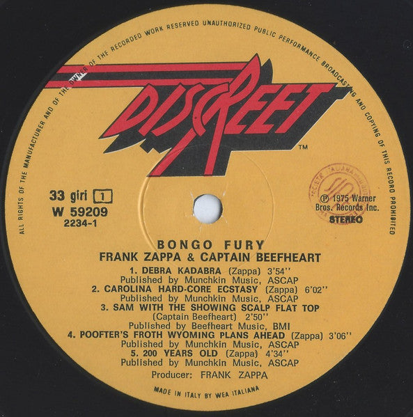 Frank Zappa - Bongo Fury (1975 US Press)