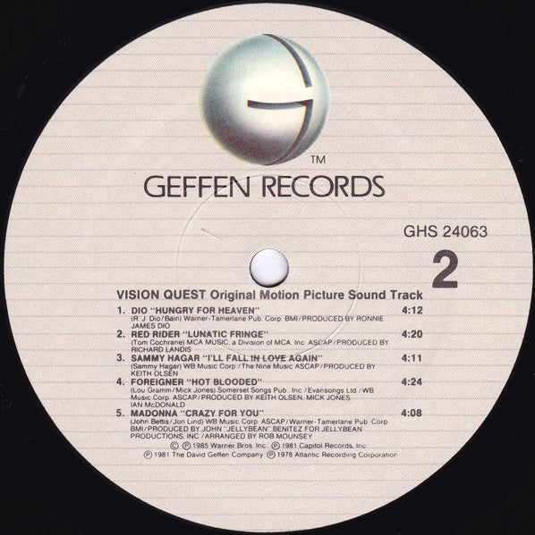 Various - Vision Quest (Original Motion Picture Sound Track) (LP) [US] 1st