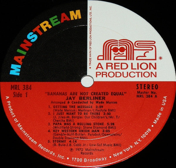Jay Berliner - Bananas Are Not Created Equal (LP) [US] 1st (Near Mint (NM or M-))