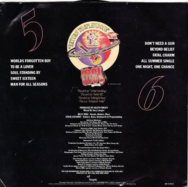 Billy Idol - Whiplash Smile (LP) [US] 1st