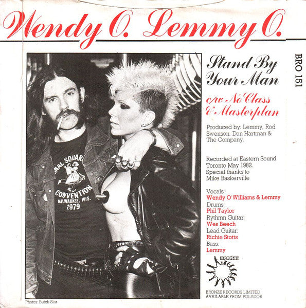 Wendy O. Williams - Stand By Your Man (7", Single) [UK] 1st (Near Mint (NM or M-))