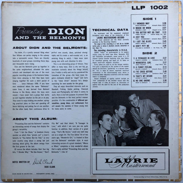 Dion & The Belmonts - Presenting Dion And The Belmonts (LP) [US] 1st