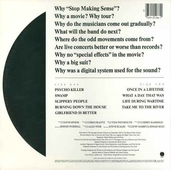 Talking Heads - Stop Making Sense (LP) [US] 1st (Near Mint (NM or M-))