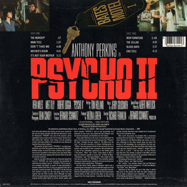 Jerry Goldsmith - Psycho II (Music From The Original Motion Picture Soundtrack) (LP) [US] 1st (Near Mint (NM or M-))