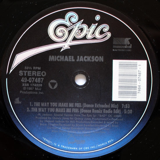Michael Jackson - The Way You Make Me Feel (Special 12" Single Mixes) (12", Single) [US] 1st
