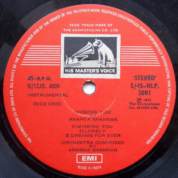 Ananda Shankar - Missing You (1977 45RPM STEREO)