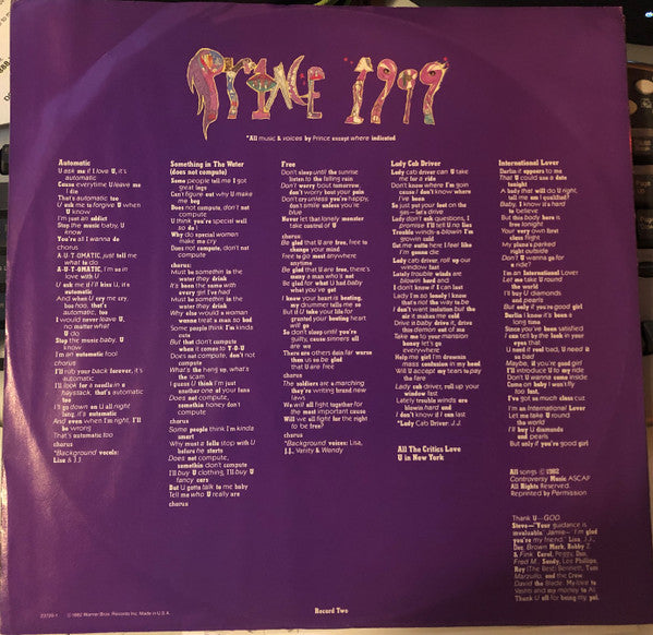 Prince - 1999 (LP) [US] 1st