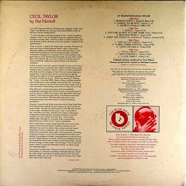 Cecil Taylor - In Transition (LP) [US] 1st (Very Good Plus (VG+))