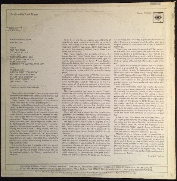 Art Tatum - Piano Starts Here (1968 US Comp)