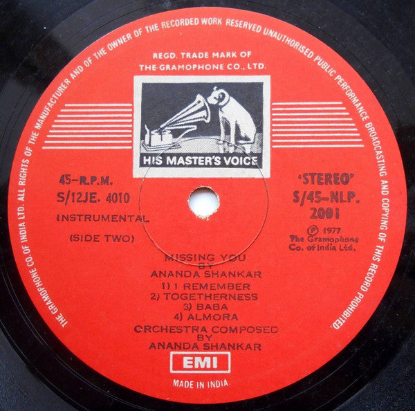 Ananda Shankar - Missing You (1977 45RPM STEREO)