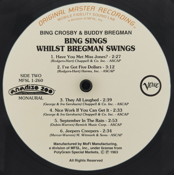 Bing Crosby - Bing Sings Whilst Bregman Swings (LP) [US] 1996 RP (Mint (M))