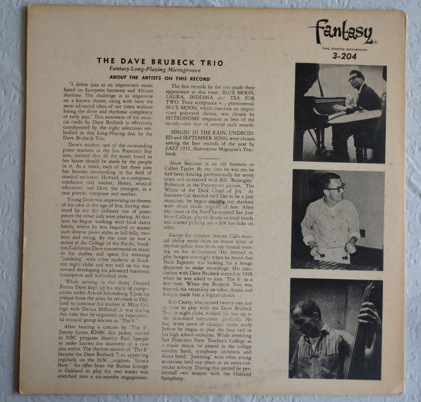 The Dave Brubeck Trio - Dave Brubeck Trio (LP) [US] 1st (Very Good Plus (VG+))