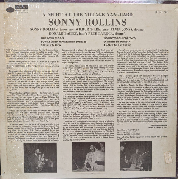 Sonny Rollins - A Night At The "Village Vanguard" (LP) [US] 1971 RP (Very Good Plus (VG+))