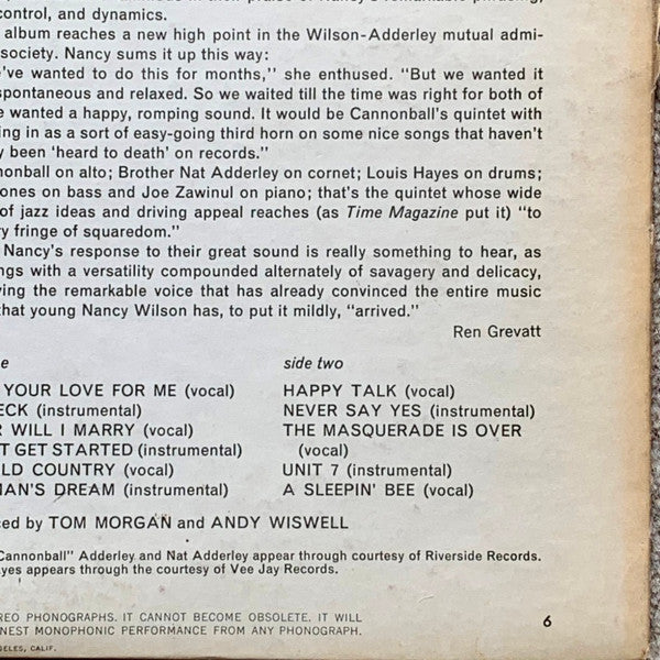 Nancy Wilson - Nancy Wilson / Cannonball Adderley (1967 MONO)