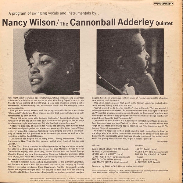 Nancy Wilson - Nancy Wilson / Cannonball Adderley (1967 MONO)