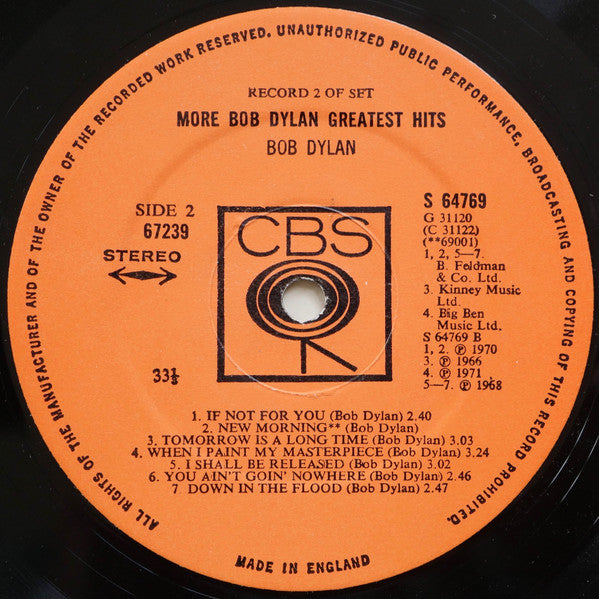 Bob Dylan - More Bob Dylan Greatest Hits (LP) [UK] 1st (Very Good Plus (VG+))