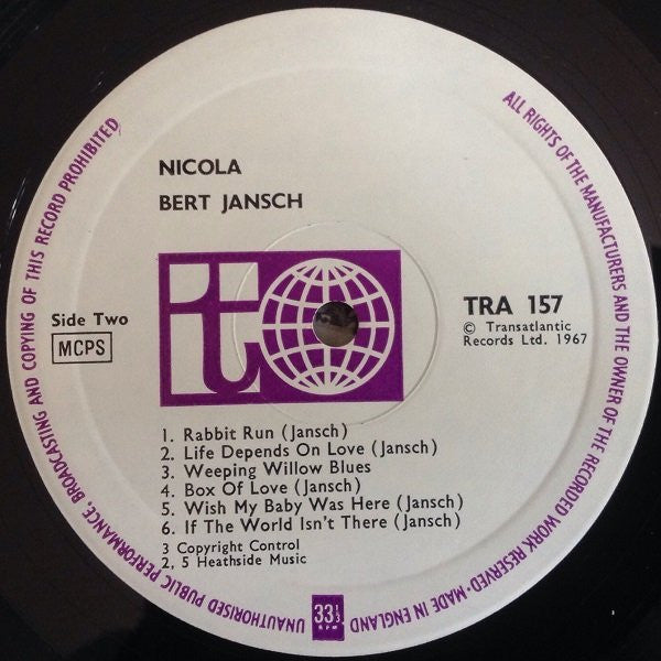 Bert Jansch - Nicola (LP) [UK] 1st (Very Good Plus (VG+))
