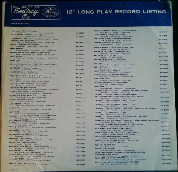Dinah Washington - For Those In Love (LP) [US] 1st (Very Good (VG))