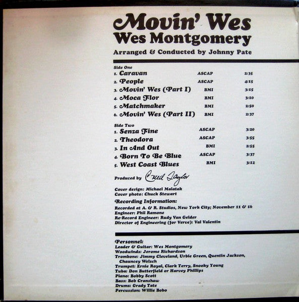 Wes Montgomery - Movin' Wes (LP) [US] 1st (Near Mint (NM or M-))