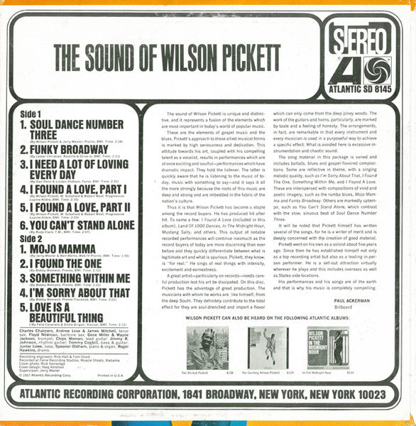Wilson Pickett - The Sound Of Wilson Pickett (LP) [US] 1st (Very Good Plus (VG+))