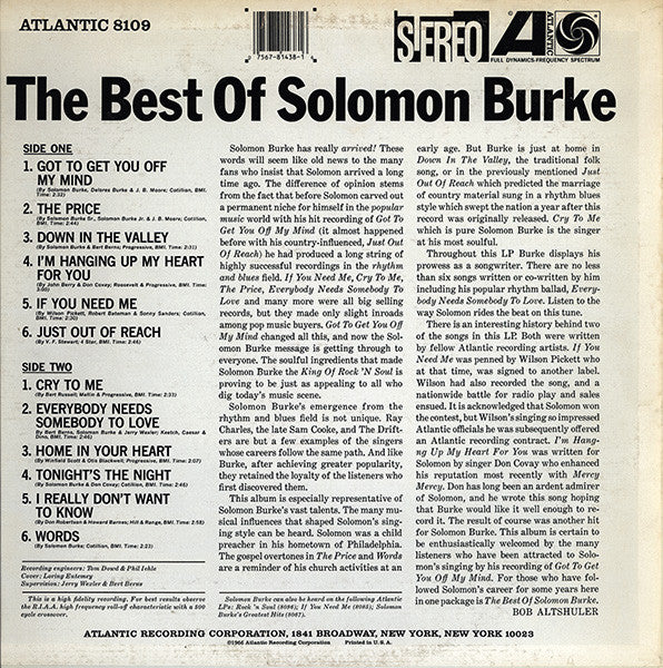 Solomon Burke - The Best Of Solomon Burke (LP) [US] 1974 RP (Near Mint (NM or M-))