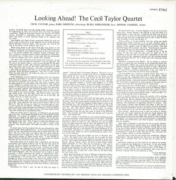 The Cecil Taylor Quartet - Looking Ahead! (LP) [US] 1979 RP (Very Good Plus (VG+))