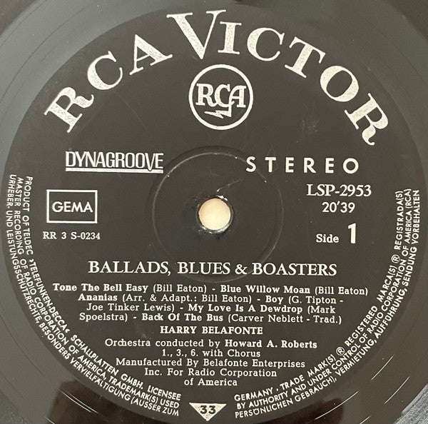 Harry Belafonte - Ballads, Blues And Boasters (LP) [Germany] 1st (Near Mint (NM or M-))