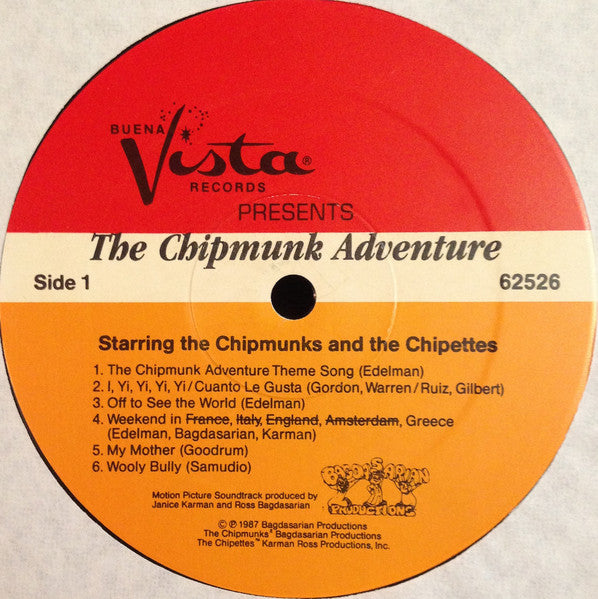 The Chipmunks - The Chipmunk Adventure (At Last! Alvin's First Motion Picture Soundtrack) (LP) [US] 1st (Very Good (VG))