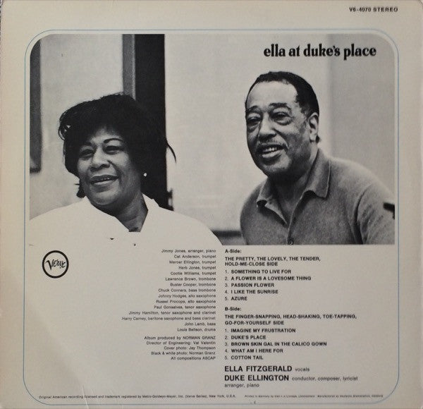 Ella Fitzgerald - Ella At Duke's Place (LP) [Germany] 1st (Very Good (VG))
