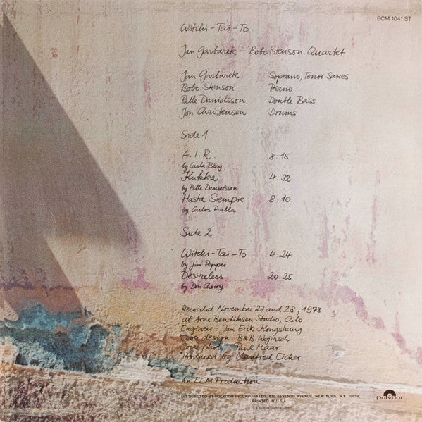 Jan Garbarek - Bobo Stenson Quartet - Witchi-Tai-To (LP) [US] 1st (Very Good Plus (VG+))