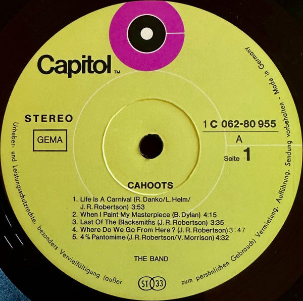 The Band - Cahoots (LP) [Germany] 1st