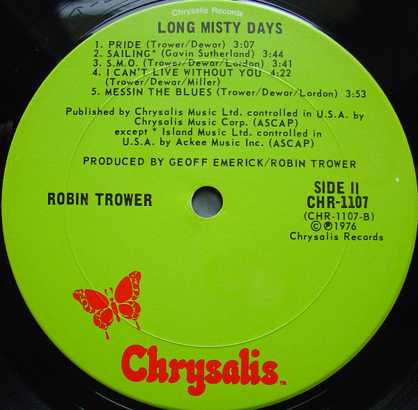 Robin Trower - Long Misty Days (LP) [US] 1st (Very Good Plus (VG+))