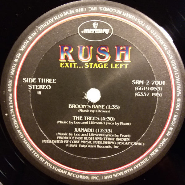 Rush - Exit...Stage Left (1981 US STEREO RP)