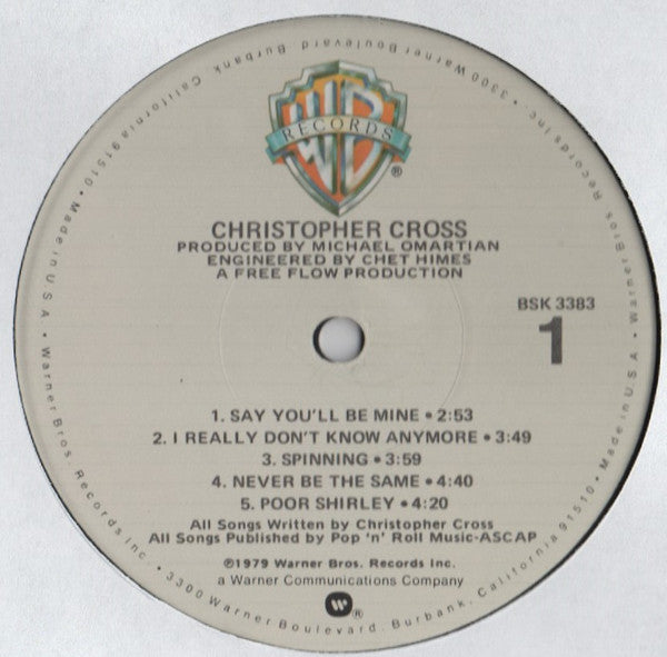 Christopher Cross - Christopher Cross (LP) [US] 1st (Very Good Plus (VG+))