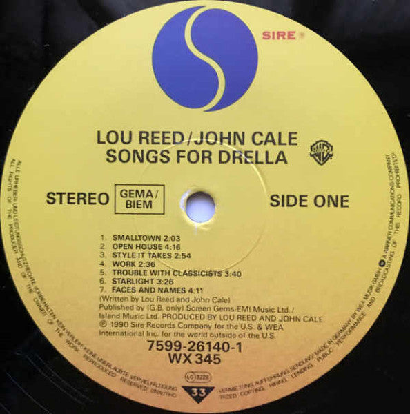 Lou Reed - Songs For Drella (LP) [UK & Europe] 1st (Near Mint (NM or M-))