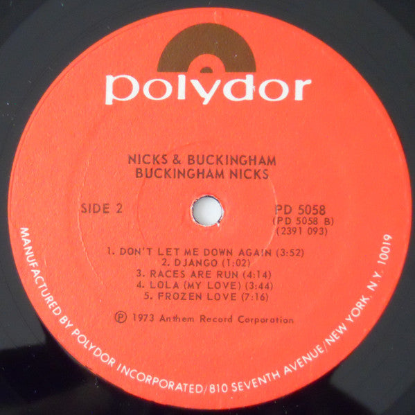 Buckingham Nicks - Buckingham Nicks (LP) [US] 1977 RP