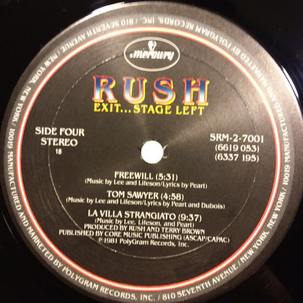 Rush - Exit...Stage Left (1981 US STEREO RP)