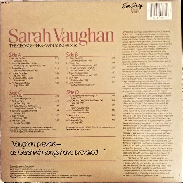 Sarah Vaughan - The George Gershwin Songbook (1983 Compilation)
