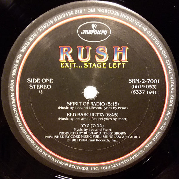 Rush - Exit...Stage Left (1981 US STEREO RP)