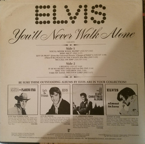 Elvis Presley - You'll Never Walk Alone (LP) [US] 1977 RP (Near Mint (NM or M-))