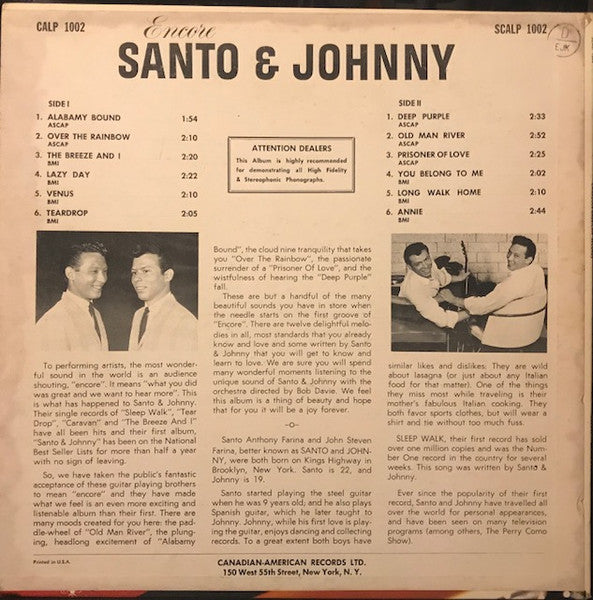 Santo & Johnny - Encore (LP) [US] 1st (Very Good Plus (VG+))