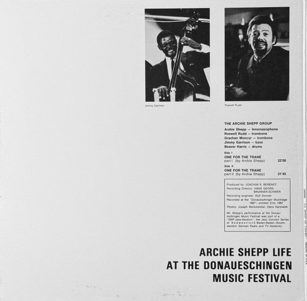 Archie Shepp - Life At The Donaueschingen Music Festival (LP) [US] 1972 RP (Very Good Plus (VG+))